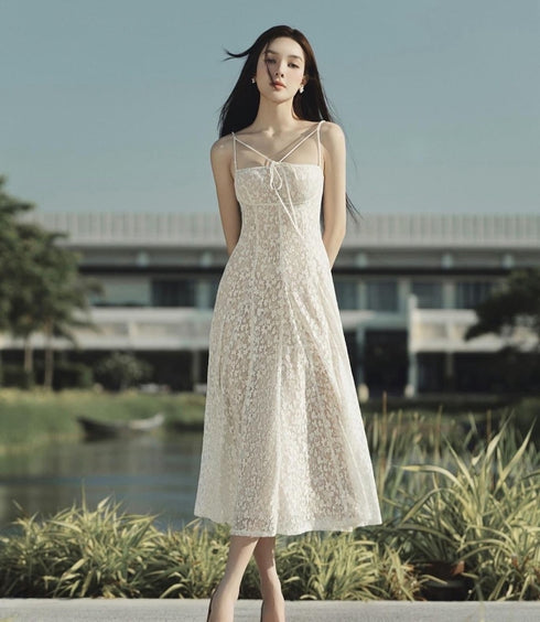 Ladies Vintage Lace Sleeveless A-line Dresses